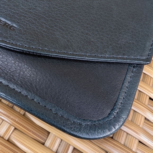 Aimee Kestenberg Black Soft Pebbled Leather Envelope Clutch Wallet Bag Purse - Picture 9 of 16